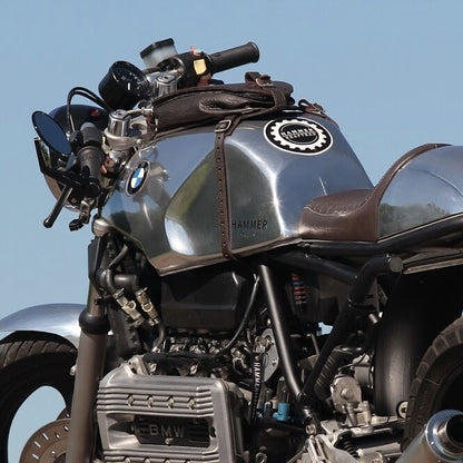 Tankrucksack Leder schwarz Cafe Racer Bobber 8